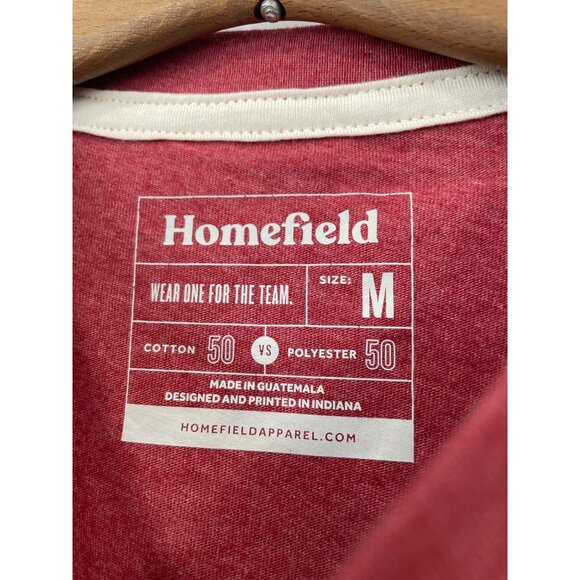 Homefield Crewneck Short Sleeve T Shirt Mens M Heather Red Cotton Poly Basic Tee - Picture 3 of 6